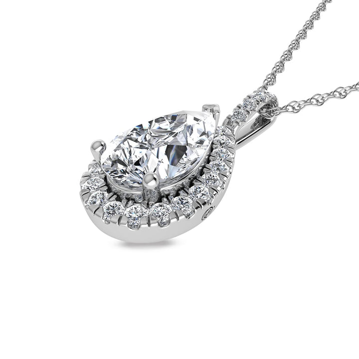 14K White Gold Lab Grown Diamond 2 1/3 Ct.Tw. Fashion Pendant (Pear Center 2 ct)