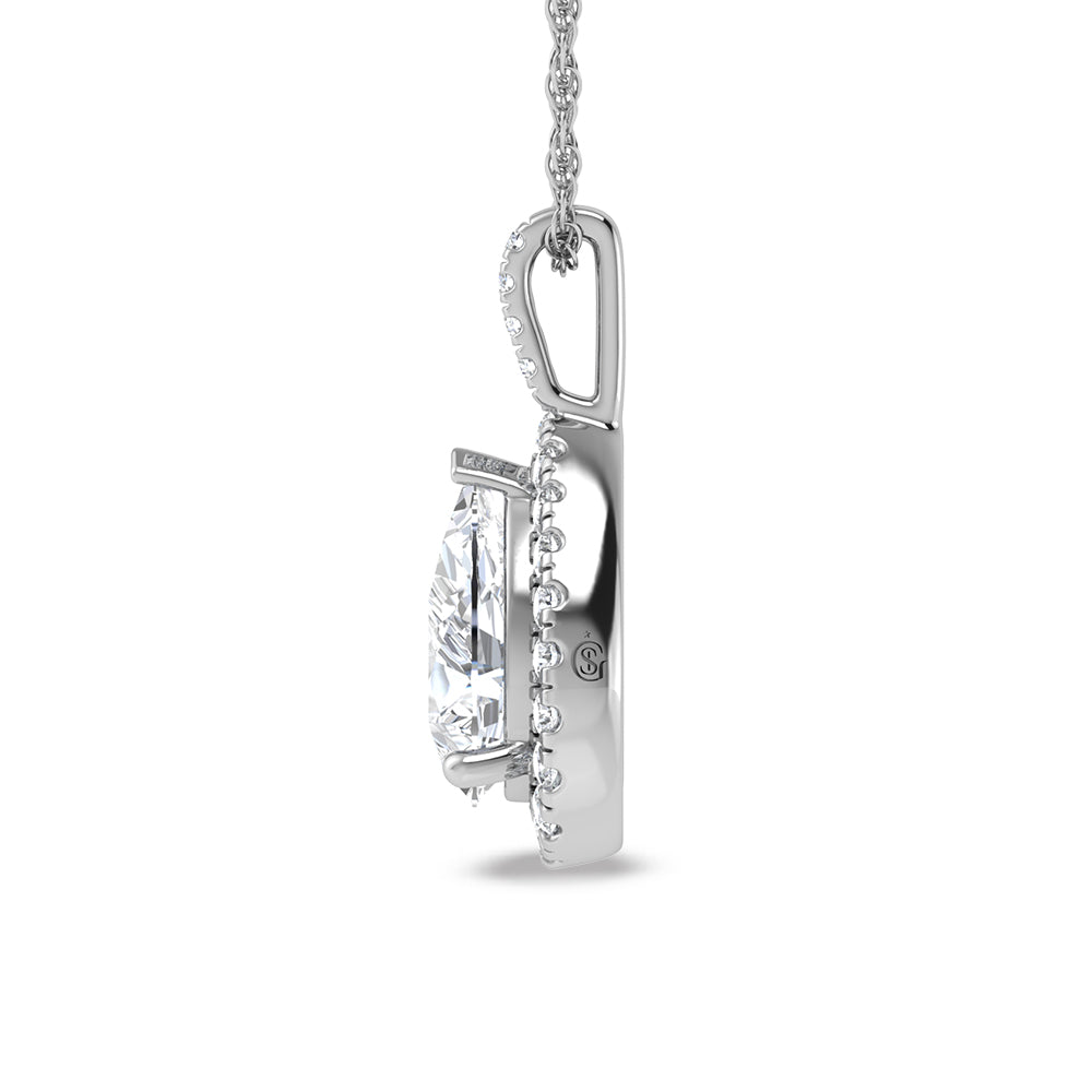 14K White Gold Lab Grown Diamond 2 1/3 Ct.Tw. Fashion Pendant (Pear Center 2 ct)