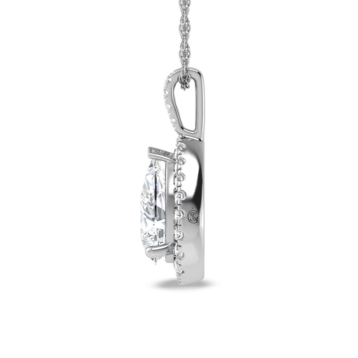 14K White Gold Lab Grown Diamond 2 1/3 Ct.Tw. Fashion Pendant (Pear Center 2 ct)