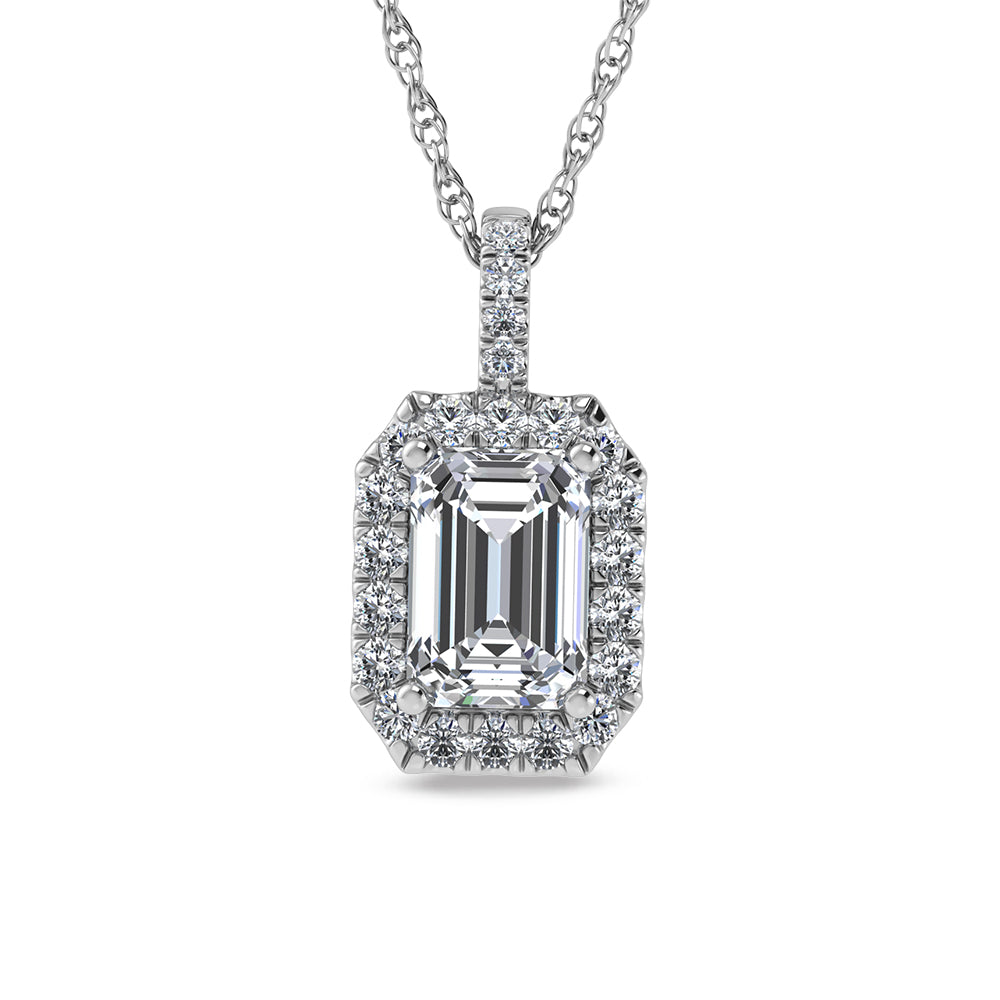 14K White Gold Lab Grown Diamond 2 1/3 Ct.Tw. Fashion Pendant (Center  2 ct)