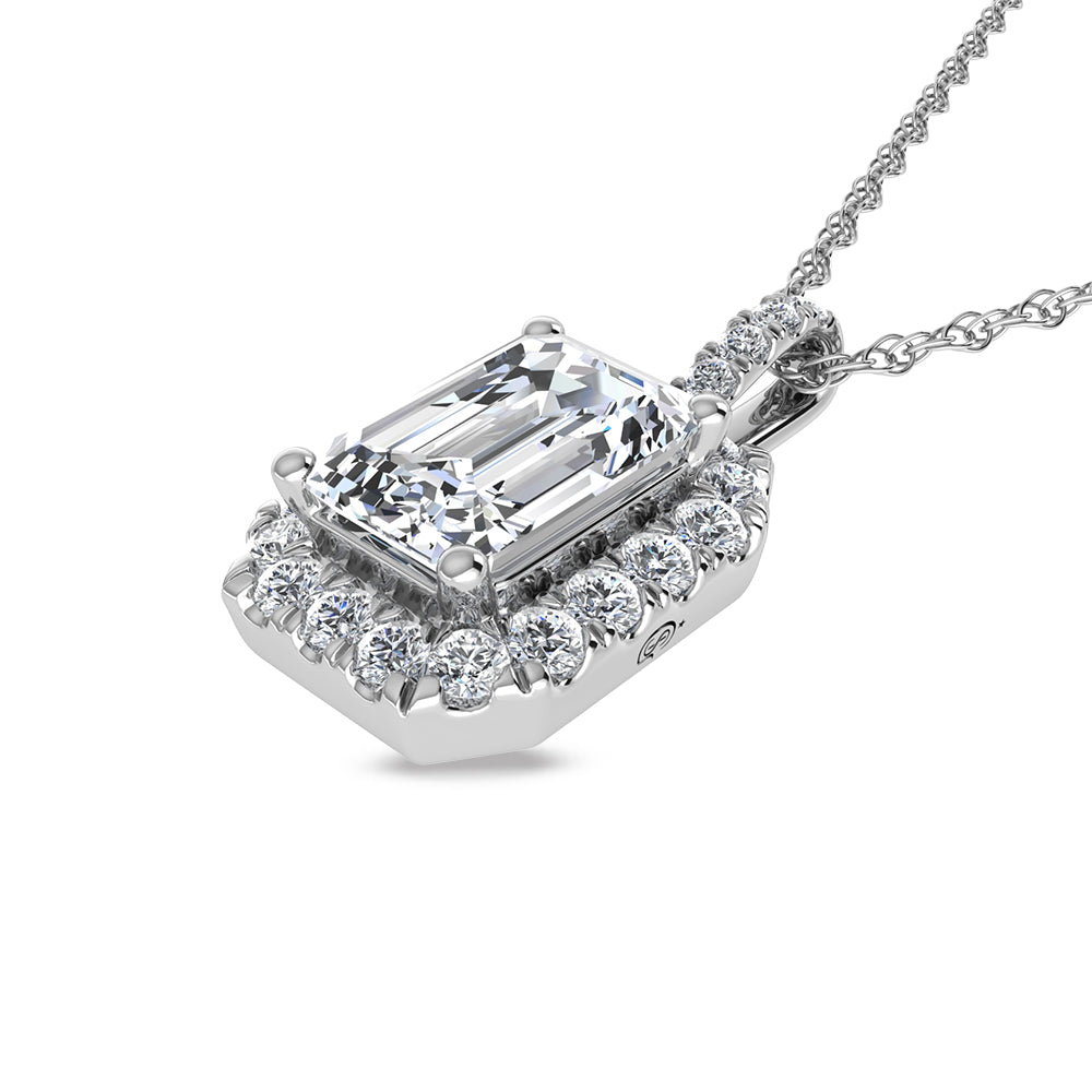 14K White Gold Lab Grown Diamond 2 1/3 Ct.Tw. Fashion Pendant (Center  2 ct)