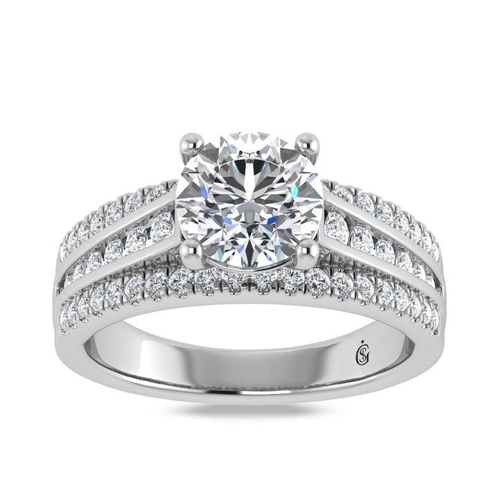 10K White Gold Lab Grown Diamond 2 1/2 Ct.Tw. Round Shape Engagement Ring (IGI Certified Center 2ct)