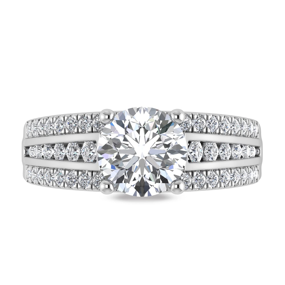 10K White Gold Lab Grown Diamond 2 1/2 Ct.Tw. Round Shape Engagement Ring (IGI Certified Center 2ct)
