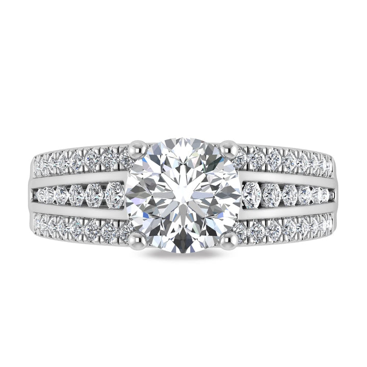 10K White Gold Lab Grown Diamond 2 1/2 Ct.Tw. Round Shape Engagement Ring (IGI Certified Center 2ct)