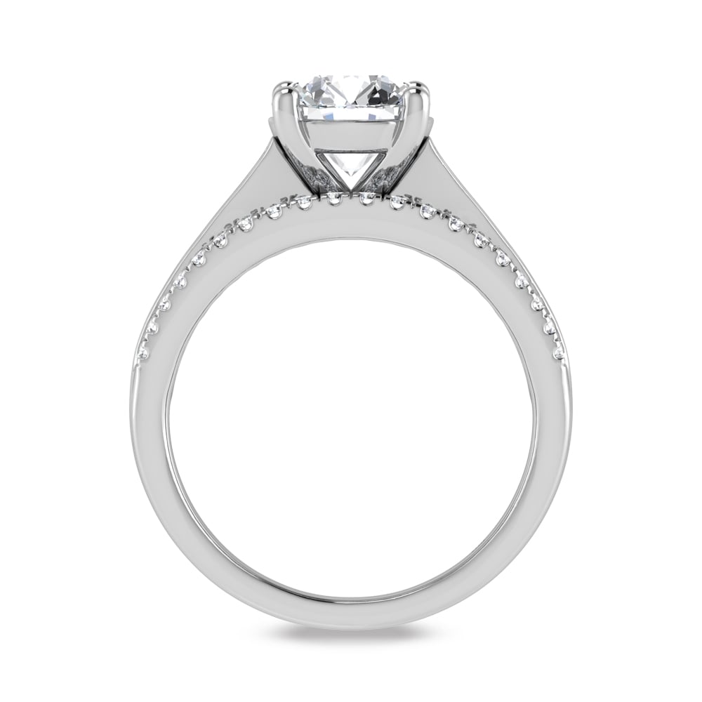 10K White Gold Lab Grown Diamond 2 1/2 Ct.Tw. Round Shape Engagement Ring (IGI Certified Center 2ct)