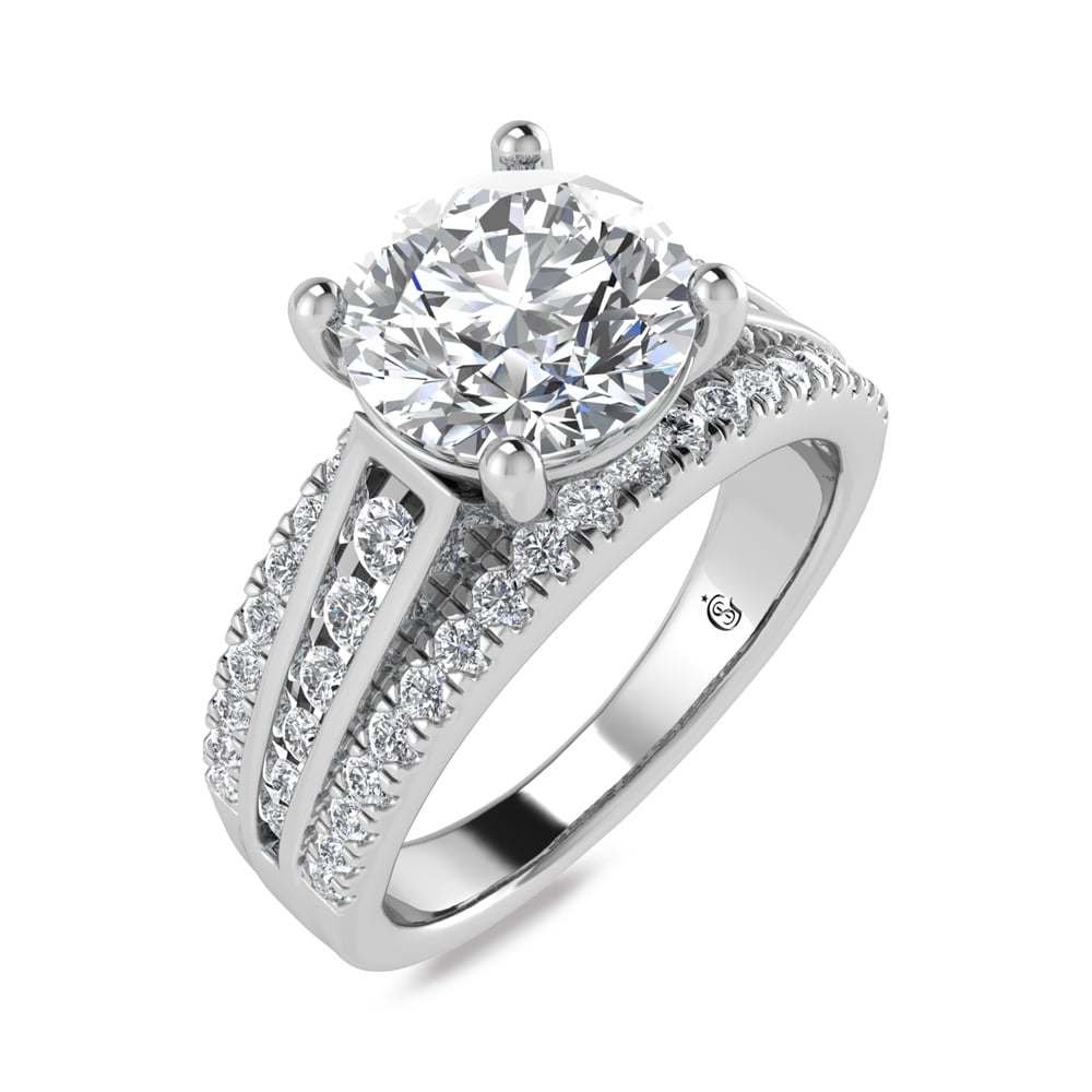 10K White Gold Lab Grown Diamond 2 5/8 Ct.Tw. Round Shape Engagement Ring (IGI Certified Center 2ct)