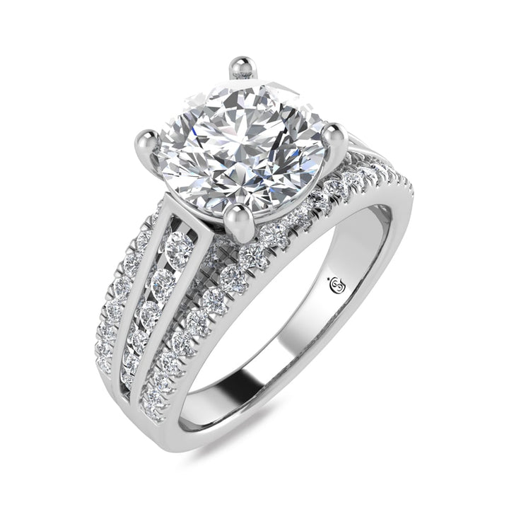 10K White Gold Lab Grown Diamond 2 5/8 Ct.Tw. Round Shape Engagement Ring (IGI Certified Center 2ct)