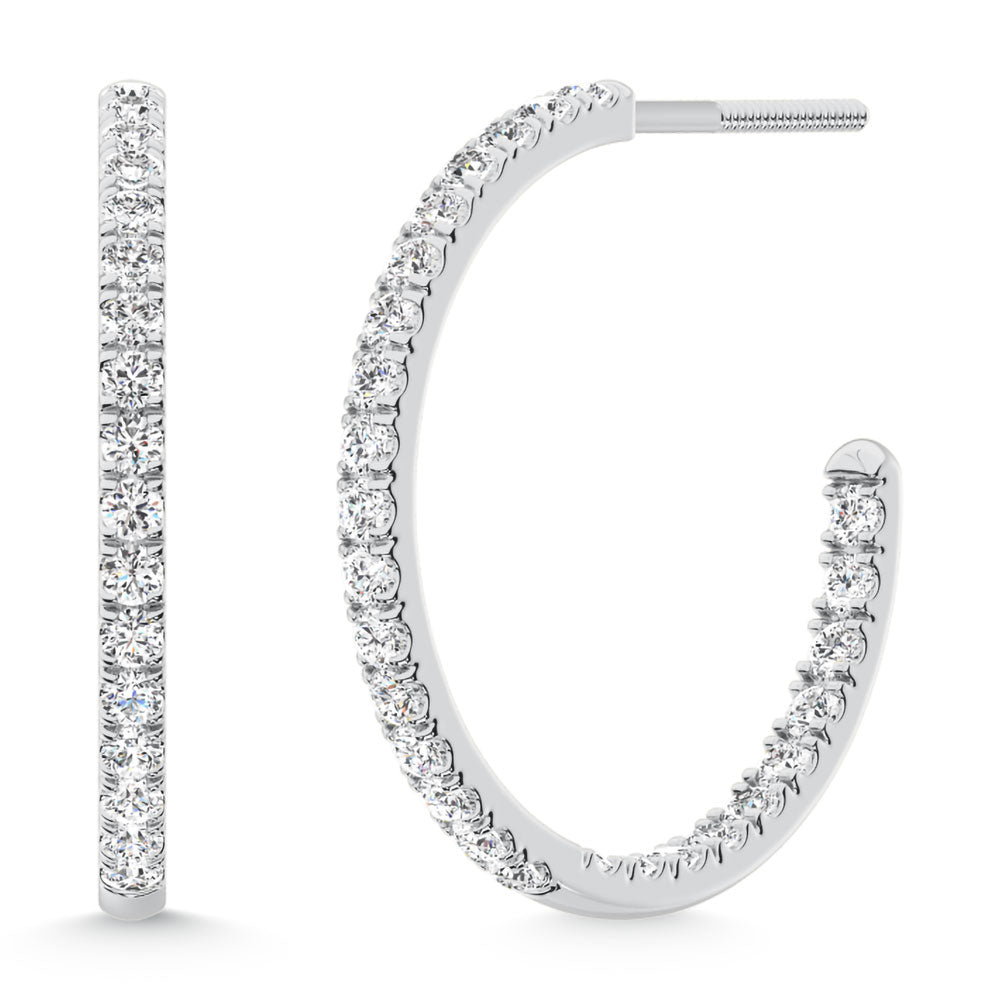 14K White Gold Lab Grown Diamond 1 Ct.Tw. Hoop Earrings
