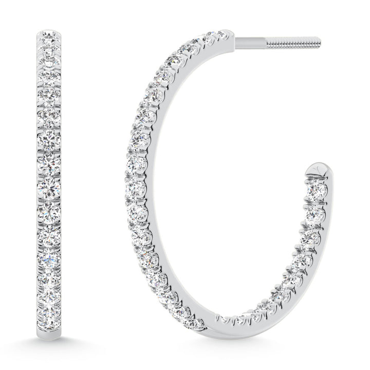 14K White Gold Lab Grown Diamond 1 Ct.Tw. Hoop Earrings