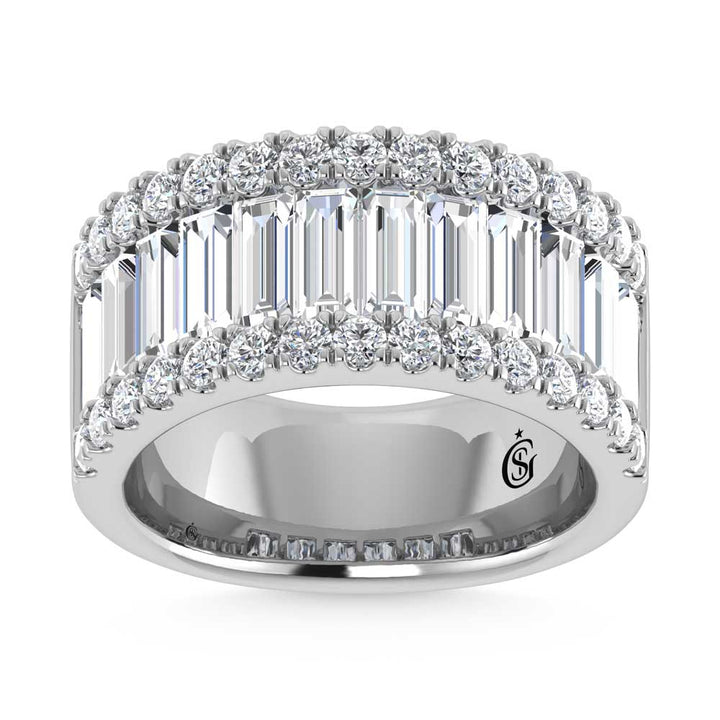 14K White Gold Round & Baguette Lab Grown Diamond 4 Ct.Tw. Wedding Band