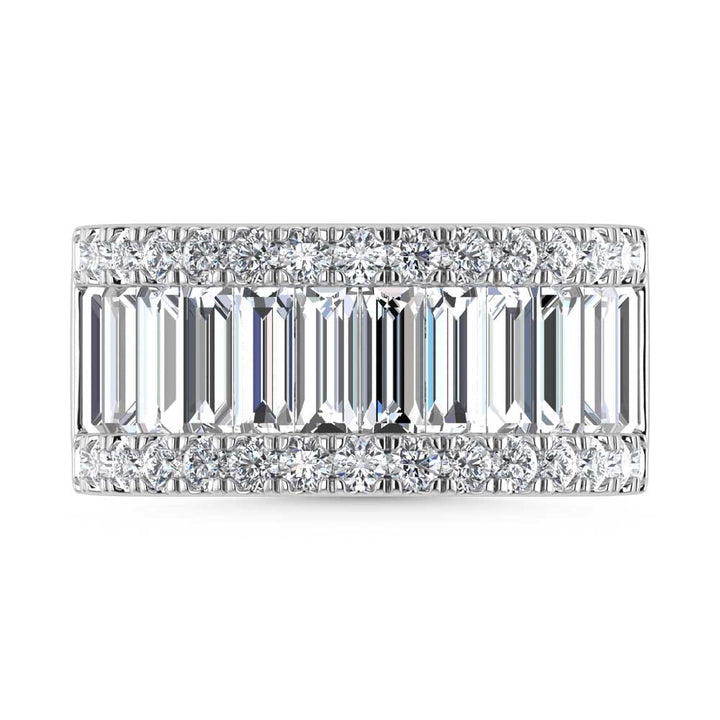 14K White Gold Round & Baguette Lab Grown Diamond 4 Ct.Tw. Wedding Band