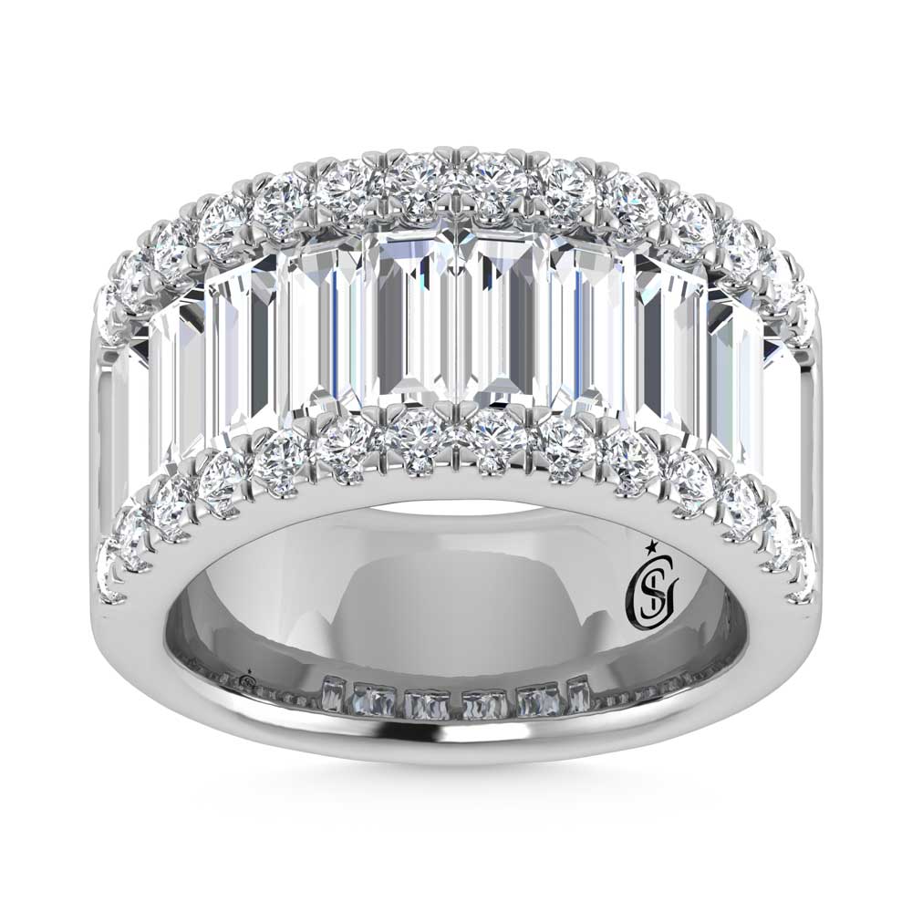 14K White Gold Round & Baguette Lab Grown Diamond 5 Ct.Tw. Wedding Band