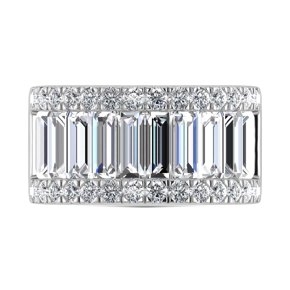 14K White Gold Round & Baguette Lab Grown Diamond 5 Ct.Tw. Wedding Band