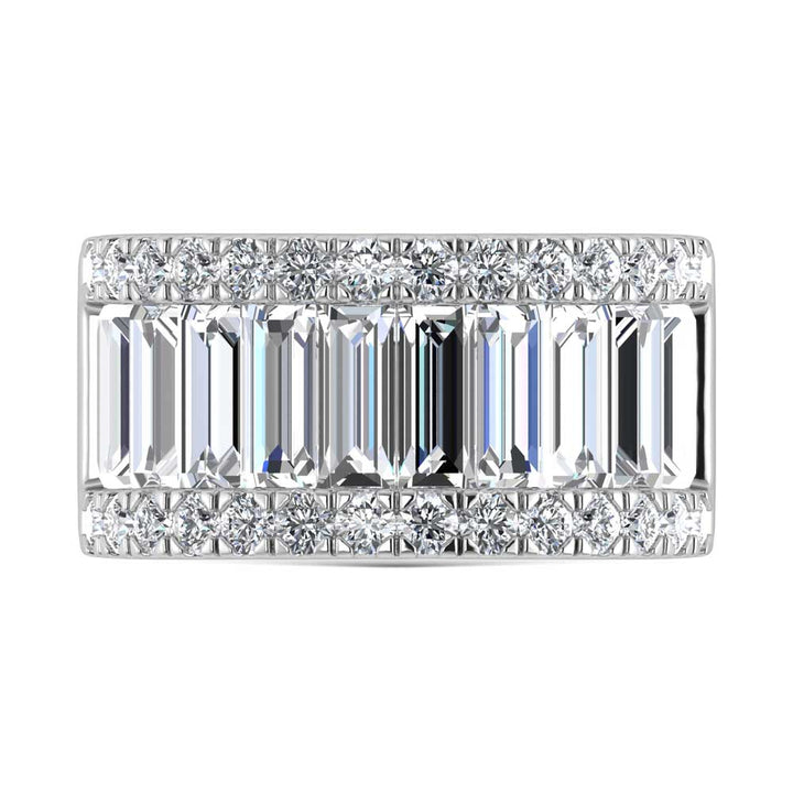 14K White Gold Round & Baguette Lab Grown Diamond 5 Ct.Tw. Wedding Band