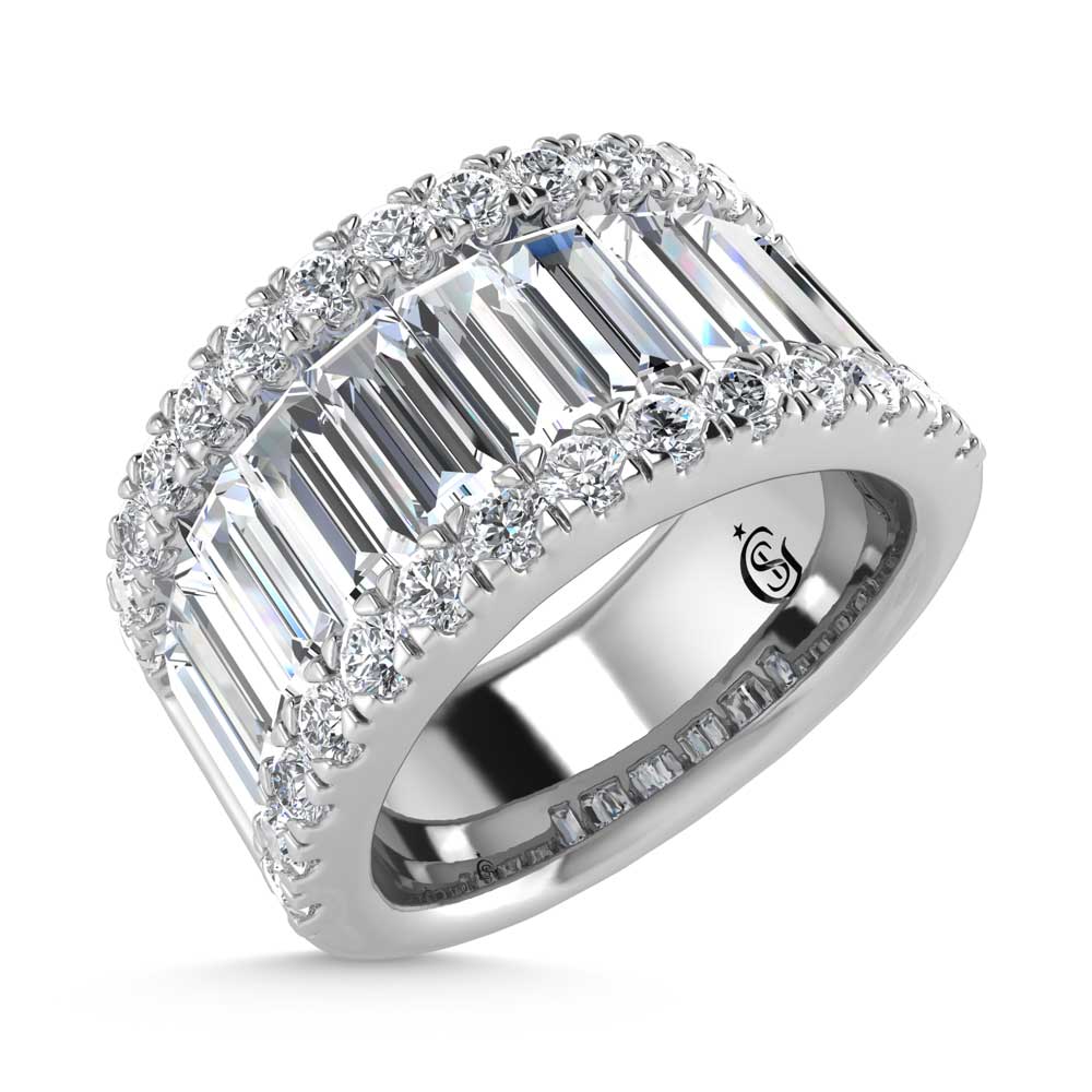 14K White Gold Round & Baguette Lab Grown Diamond 5 Ct.Tw. Wedding Band