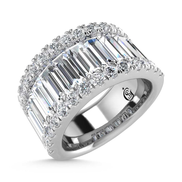 14K White Gold Round & Baguette Lab Grown Diamond 5 Ct.Tw. Wedding Band