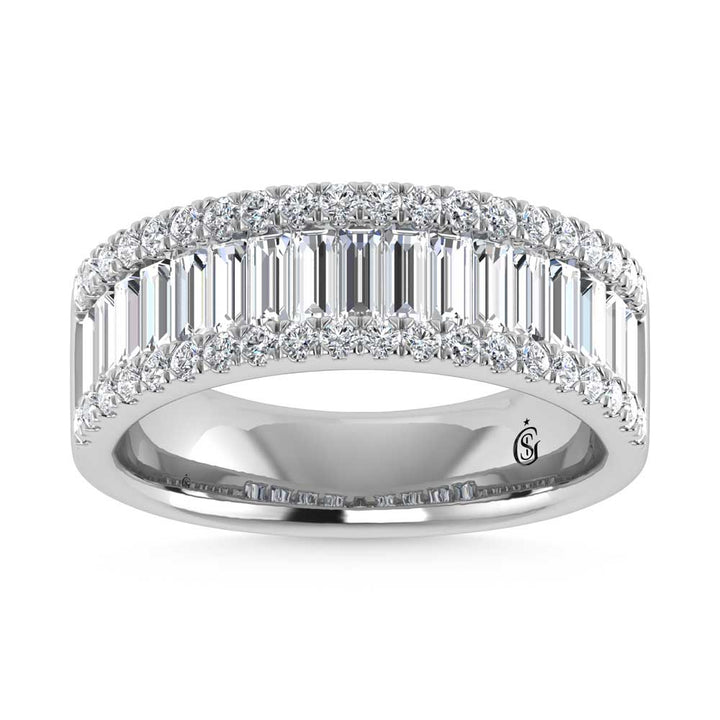 14K White Gold Round & Baguette Lab Grown Diamond 2 Ct.Tw. Wedding Band