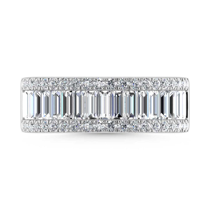 14K White Gold Round & Baguette Lab Grown Diamond 2 Ct.Tw. Wedding Band