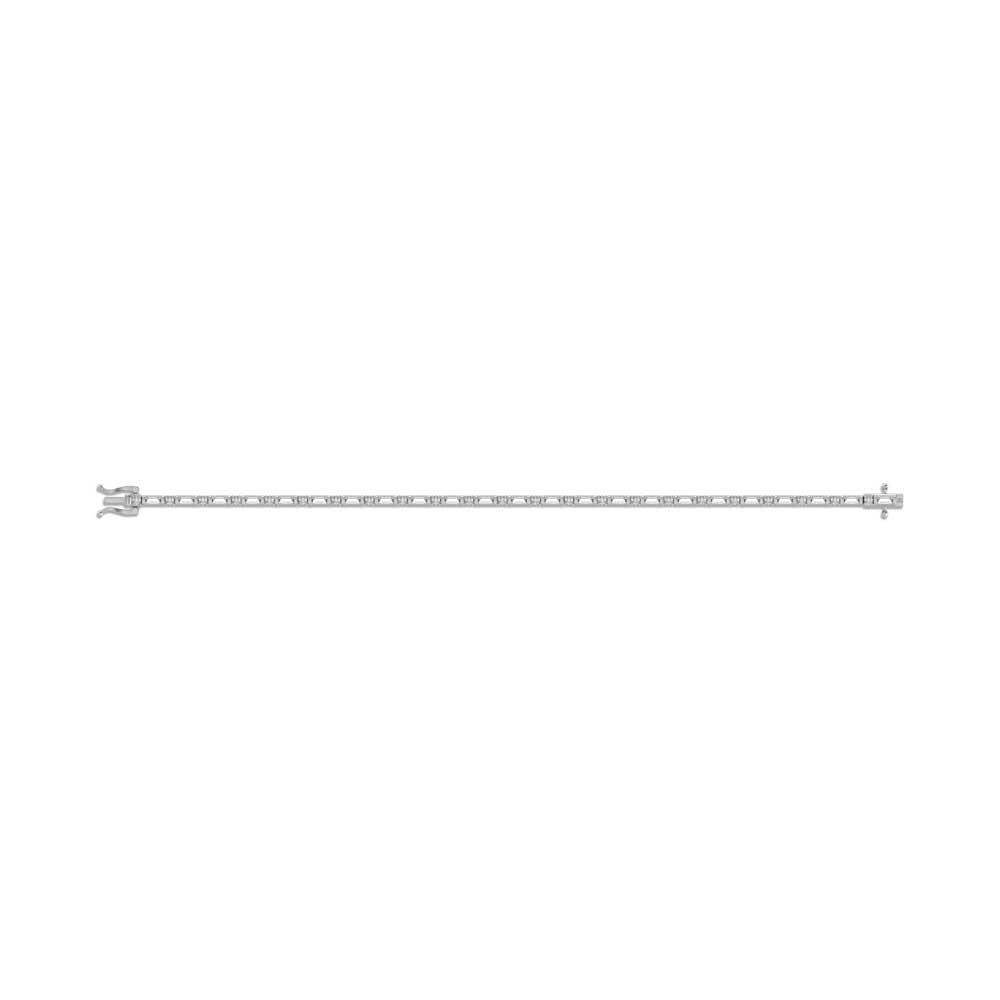 14K White Gold Round & Baguette Lab Grown Diamond 3 Ct.Tw. Tennis Bracelet