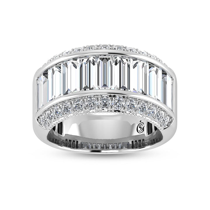 14K White Gold Round & Baguette Lab Grown Diamond 4 Ct.Tw. Wedding Band