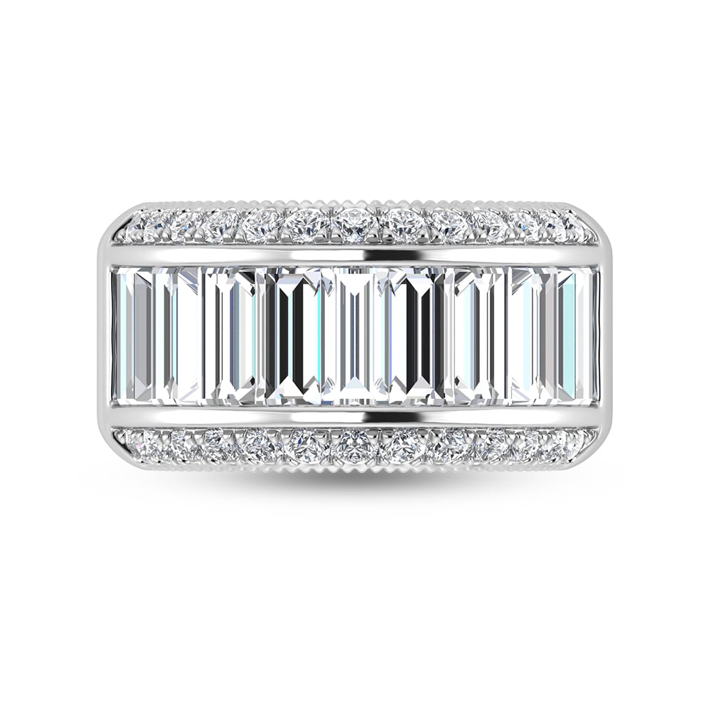 14K White Gold Round & Baguette Lab Grown Diamond 4 Ct.Tw. Wedding Band
