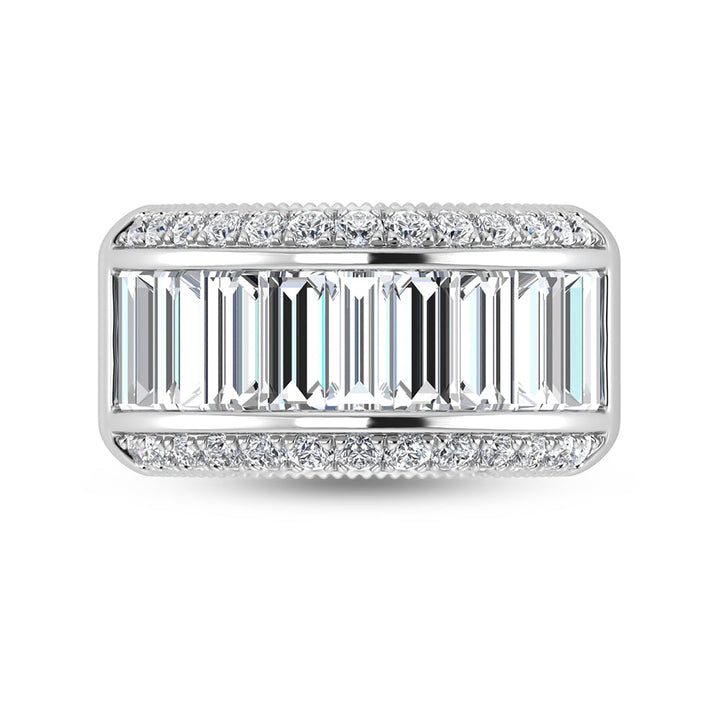 14K White Gold Round & Baguette Lab Grown Diamond 4 Ct.Tw. Wedding Band