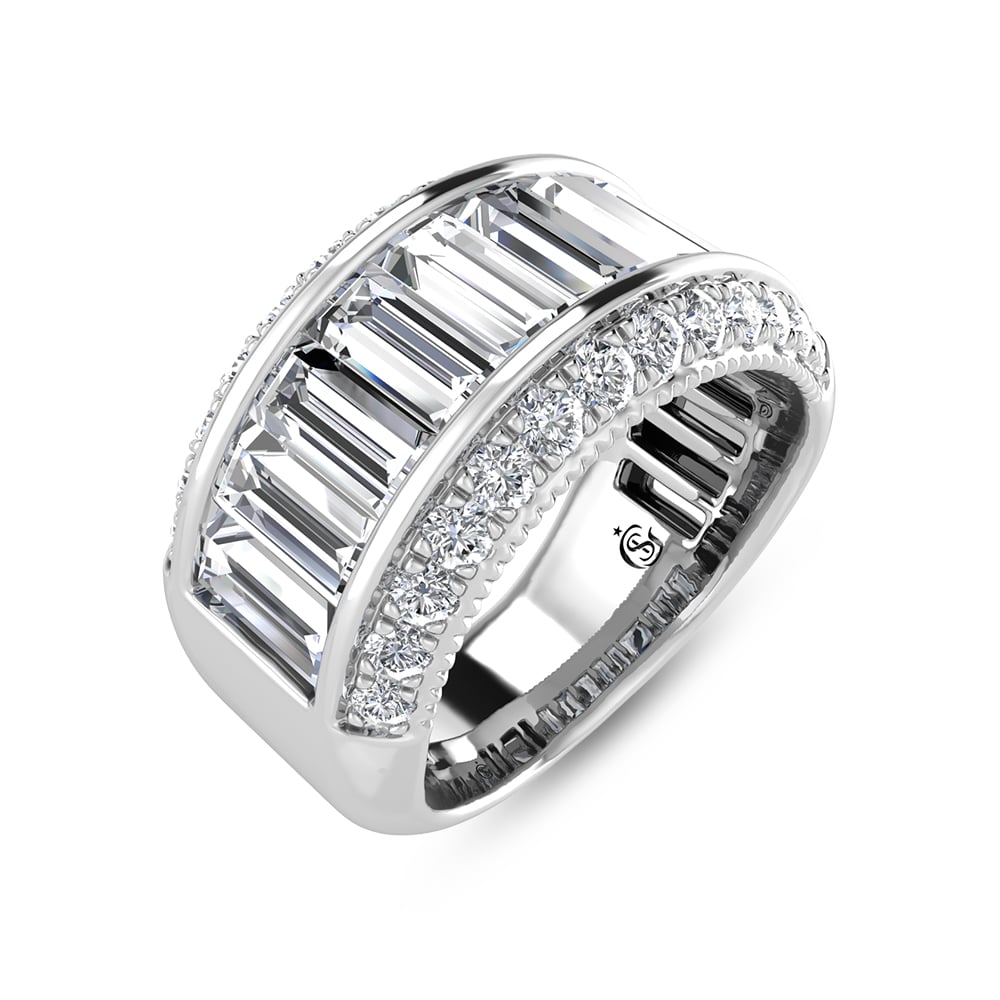 14K White Gold Round & Baguette Lab Grown Diamond 4 Ct.Tw. Wedding Band