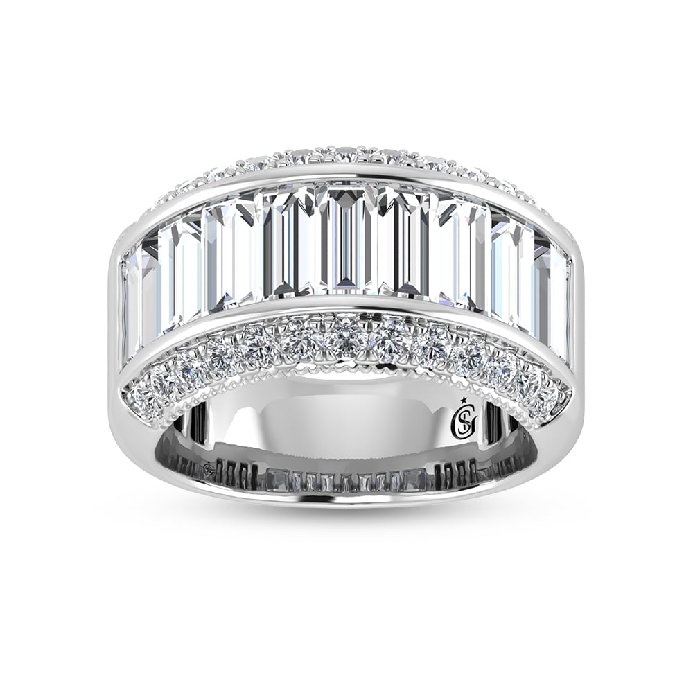 14K White Gold Round & Baguette Lab Grown Diamond 3 Ct.Tw. Wedding Band