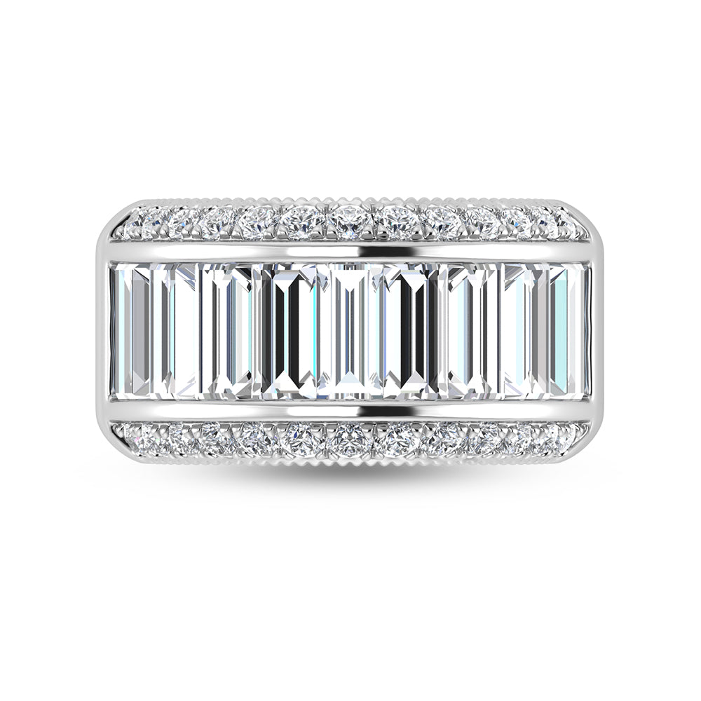 14K White Gold Round & Baguette Lab Grown Diamond 3 Ct.Tw. Wedding Band