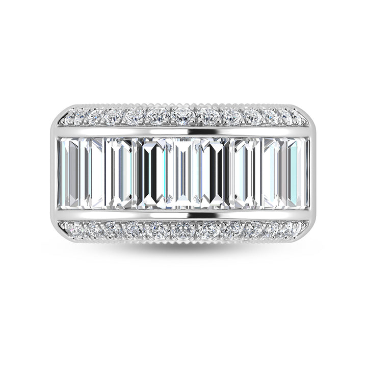 14K White Gold Round & Baguette Lab Grown Diamond 3 Ct.Tw. Wedding Band
