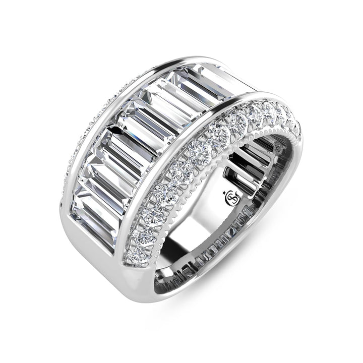14K White Gold Round & Baguette Lab Grown Diamond 3 Ct.Tw. Wedding Band