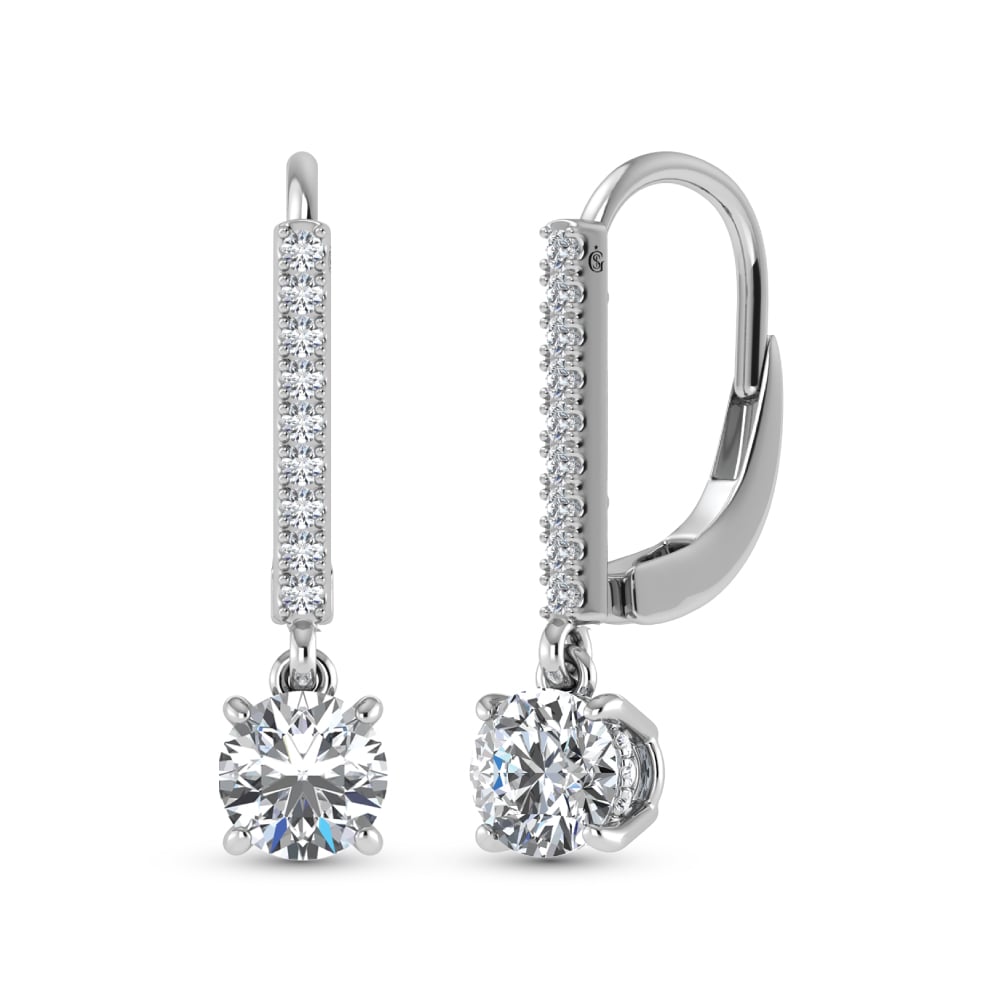 14K White Gold Lab Grown Diamond 5/8 Ct.Tw. VS2+ G+ Dangler Earrings