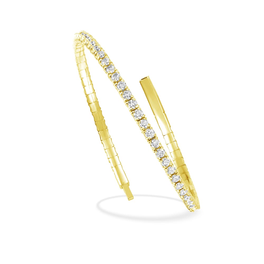 Lab Grown Diamond 1 3/4 Ct.Tw. Full Eternity Flexible Bangle in 14K Yellow Gold (Size 6.75)
