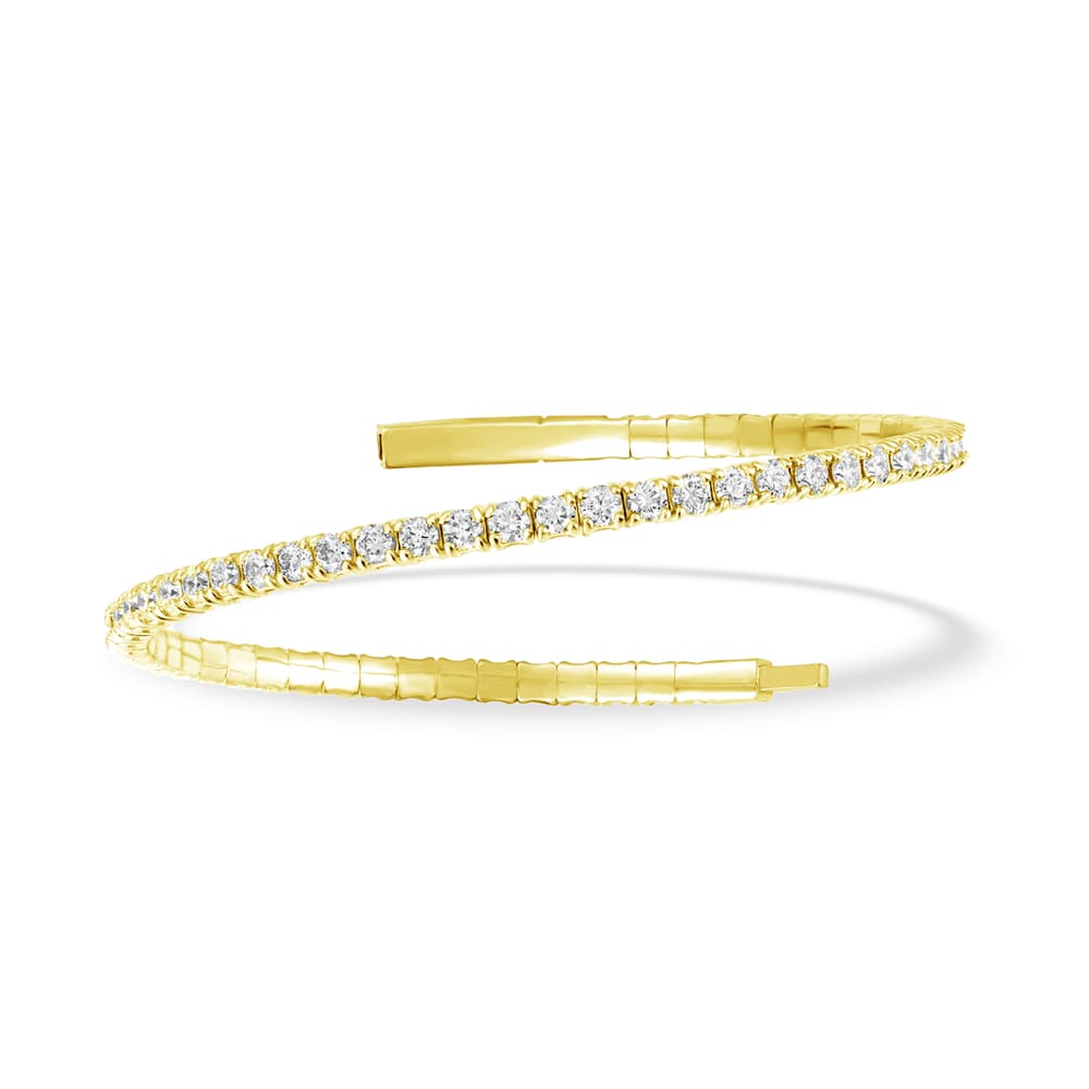 Lab Grown Diamond 2 1/4 Ct.Tw. Full Eternity Flexible Bangle in 14K Yellow Gold (Size 6.75)
