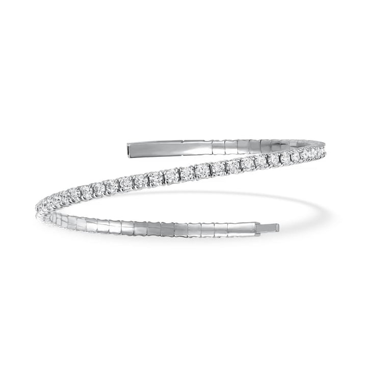 Lab Grown Diamond 8 Ct.Tw. Full Eternity Flexible Bangle in 14K White Gold (Size 7")