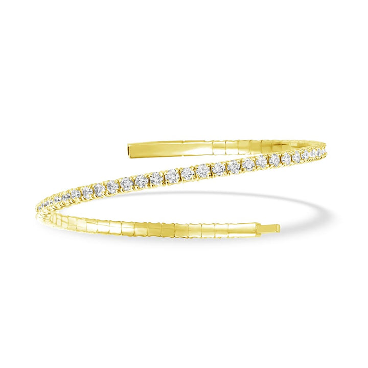 Lab Grown Diamond 2 Ct.Tw. Half Way Flexible Bangle in 14K Yellow Gold (Size 6.75)