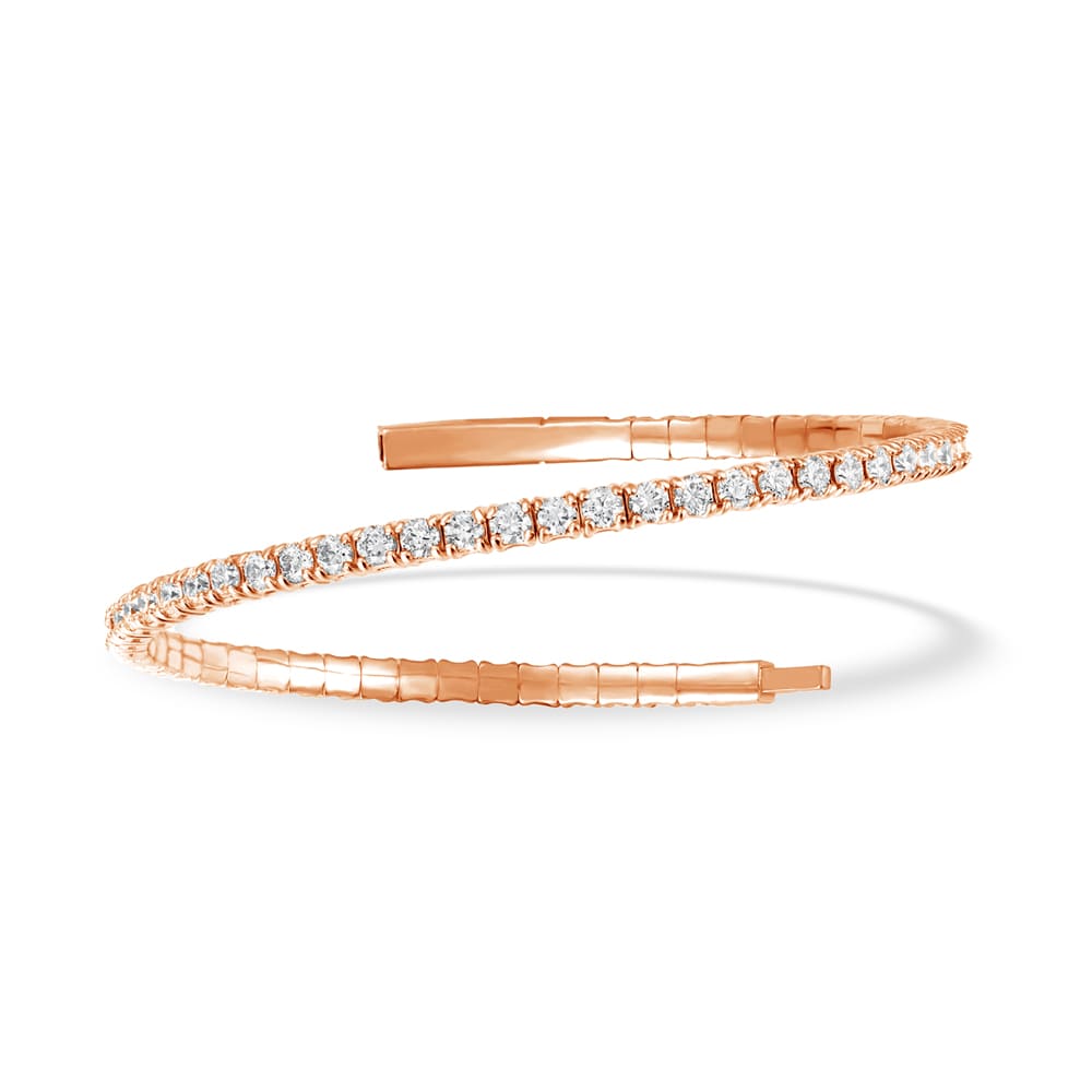 Lab Grown Diamond 4 Ct.Tw. Half Way Flexible Bangle in 14K Rose Gold (Size 6.75)
