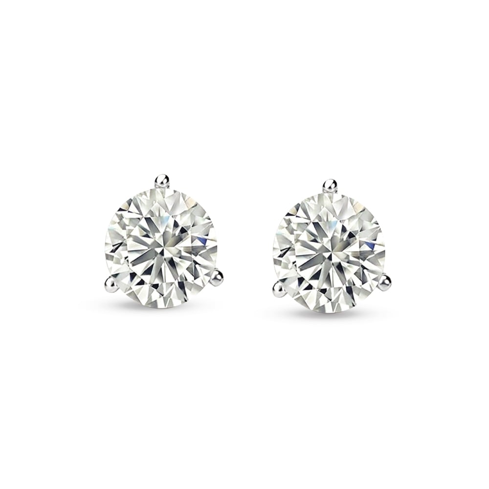 14K White Gold Lab Grown Diamond 1/2 Ct.Tw. Starlab Certified VS F+ Martini Stud Earrings (Available in 0.15ct to 4ct)