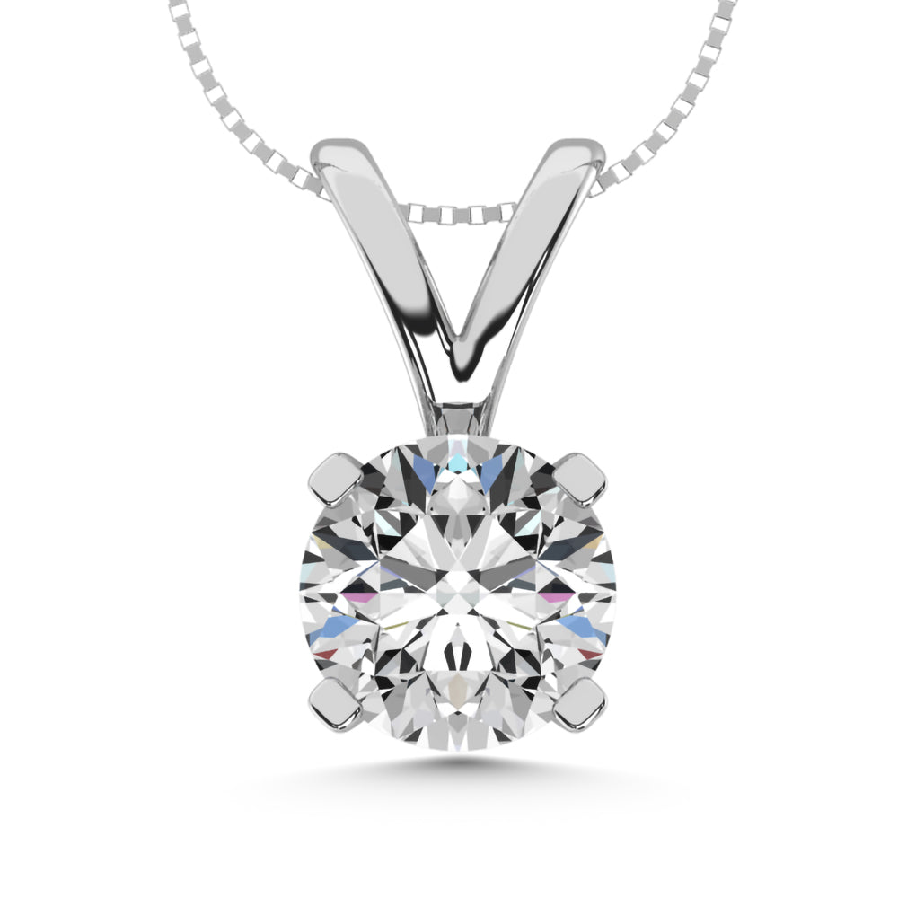 14K White Gold Lab Grown Diamond 1 Ct.Tw. Starlab Certified VS F+ Solitaire Pendant (Available in 0.10ct to 2ct)