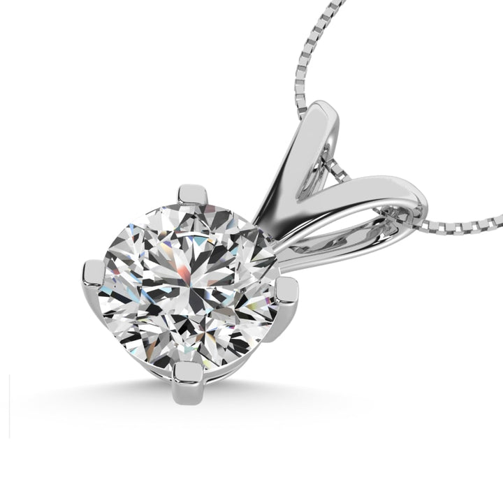14K White Gold Lab Grown Diamond 1 Ct.Tw. Starlab Certified VS F+ Solitaire Pendant (Available in 0.10ct to 2ct)
