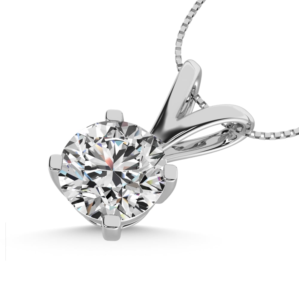 14K White Gold Lab Grown Diamond 2 Ct.Tw. Starlab Certified VS F+ Solitaire Pendant (Available in 0.10ct to 2ct)