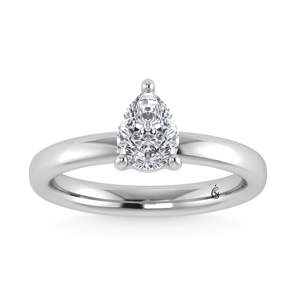 14K White Gold Lab Grown Diamond 3 Ct.Tw. IGI Certified Pear Shape Solitaire (Available from 1CT to 7CT)