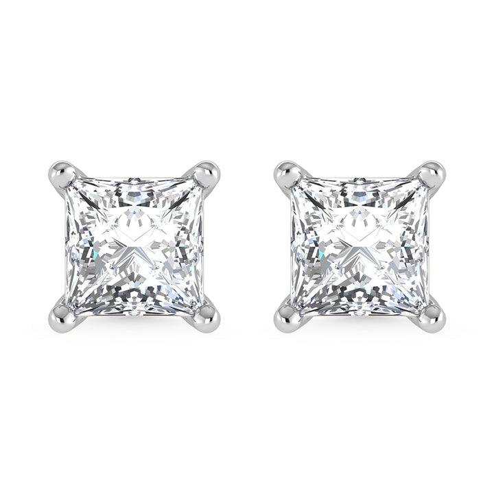 14K White Gold Lab Grown Diamond 1/2 Ct.Tw. Starlab Certified VS F+ Princess Stud Earrings (Available in 0.50ct to 1.50ct)