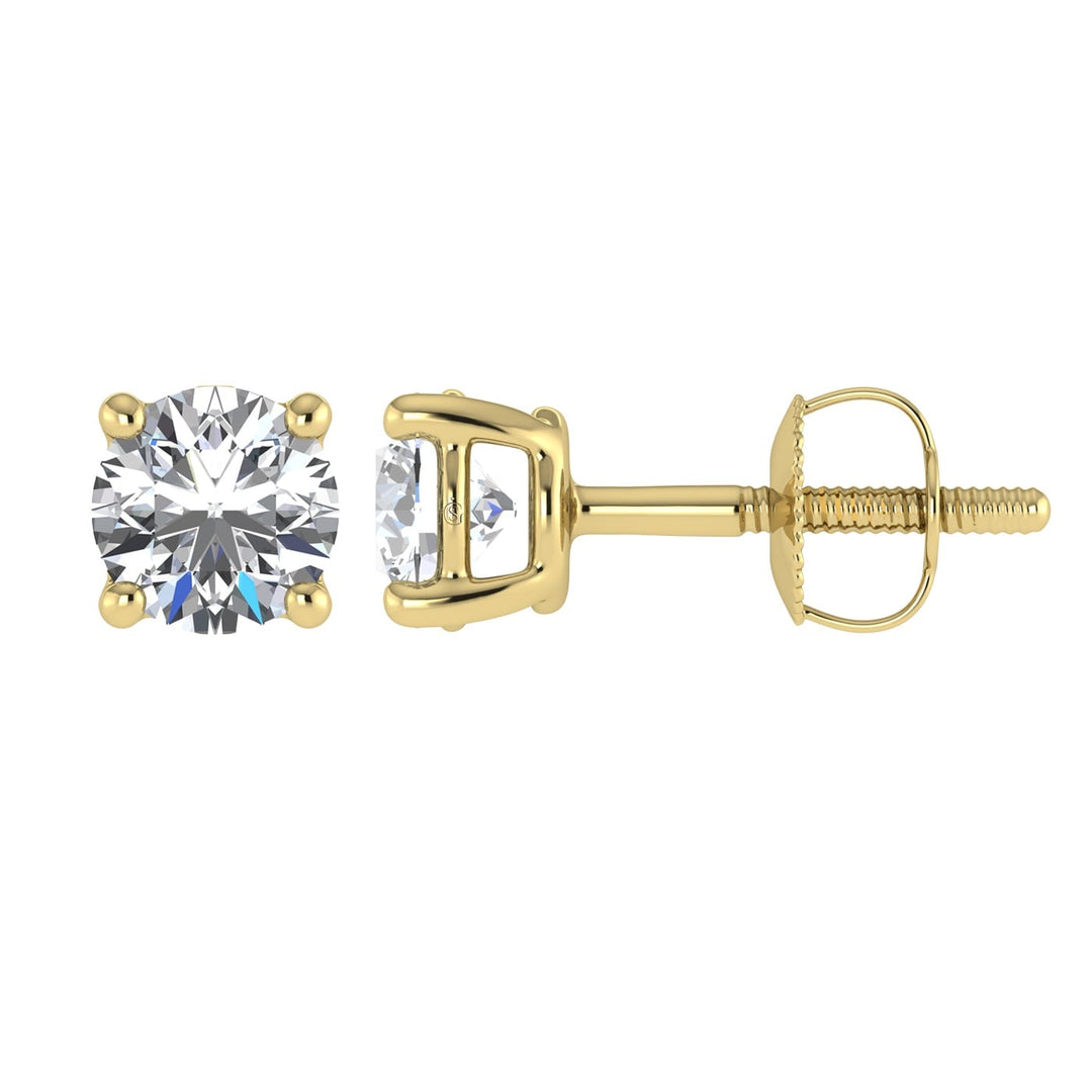 14K Yellow Gold Lab Grown Diamond 1/2 Ct.Tw. Starlab Certified VS F+ Solitaire Studs (Available in 0.10ct to 4ct)
