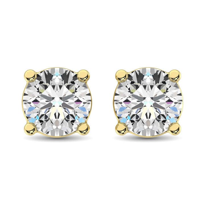 14K Yellow Gold Lab Grown Diamond 3 Ct.Tw. Non certified HPHT VS1+ G+ Solitaire Studs (Available in 0.50ctw to 4ctw)