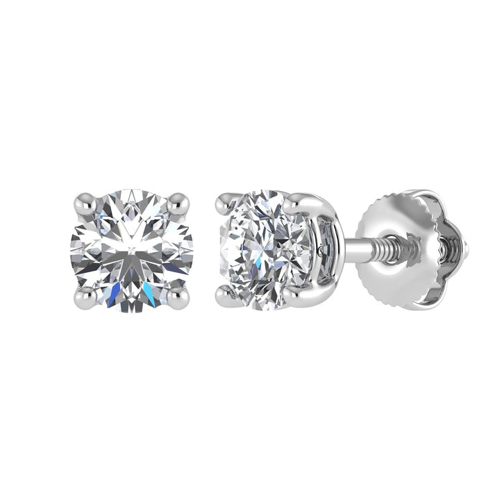 14K White Gold Lab Grown Diamond 1/10 Ct.Tw. Starlab Certified VS F+ Solitaire Studs (Available in 0.10ct to 4ct)