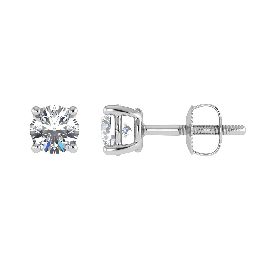 14K White Gold Lab Grown Diamond 1 1/2 Ct.Tw. Non certified CVD VS1+ G+ Solitaire Studs (Available in 0.10ct to 4ct)