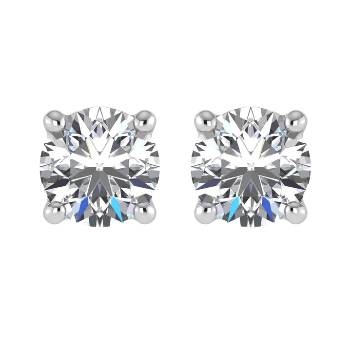 14K White Gold Lab Grown Diamond 4 Ct.Tw. IGI certified VS F+ Solitaire Studs (Available in 2ct to 4ct)