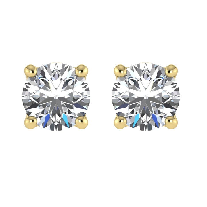 14K Yellow Gold Lab Grown Diamond 2 Ct.Tw. IGI certified VS F+ Solitaire Studs (Available in 2ct to 4ct)