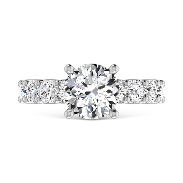 14K White Gold Diamond 4 1/10 Ct.Tw. Round Shape Three Forth Engagement Ring (IGI Certified Center 2CT)